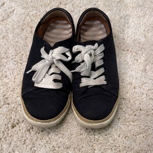 Women’s Black Canvas Sneakers with White Laces